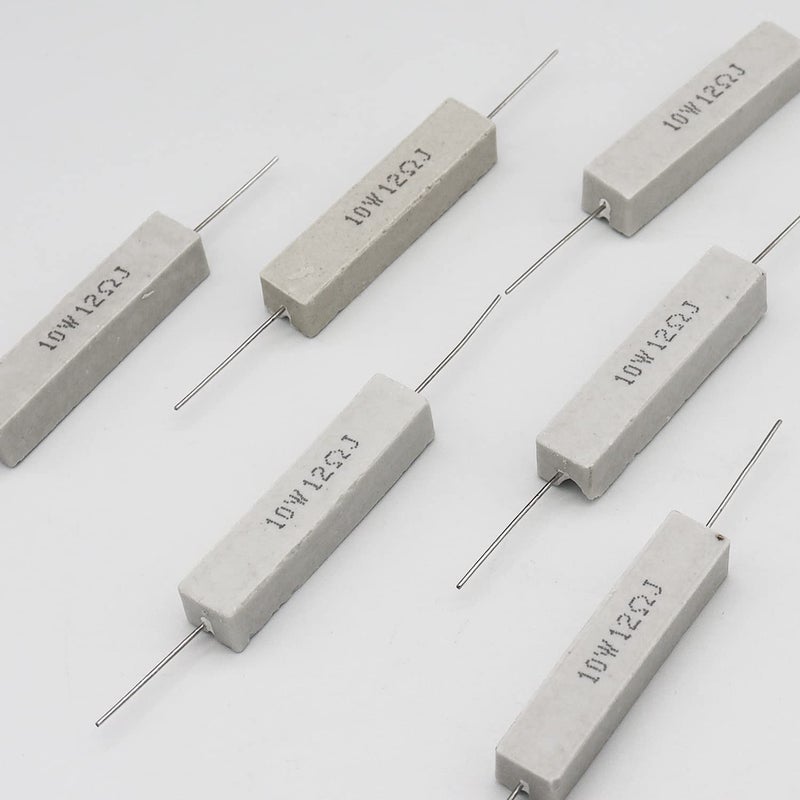 Dimlove Cement Resistor,10 PCS 10w 12 ohm 5% Axial Lead Wire Resistor White Wound Fixed Ceramic Cement Resistors Wirewound Cement Power Resistors Flame Heat Moisture Resistance Precharge Horizontal Resistors - Image 5